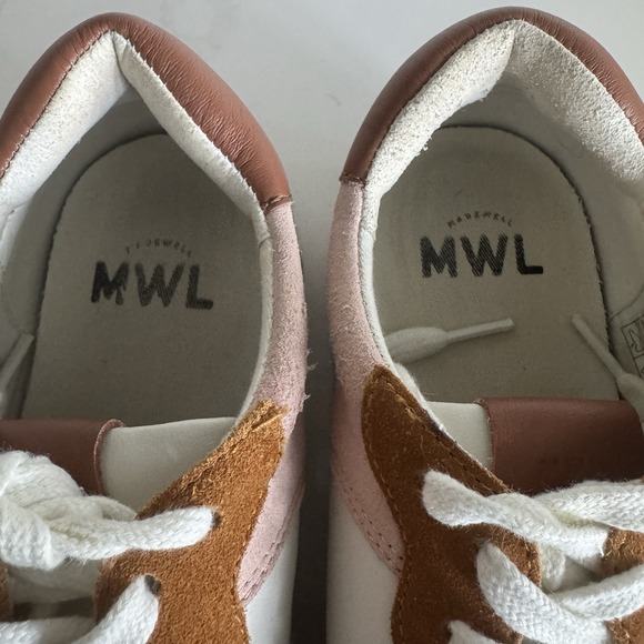 Madewell Court Sneakers Nubuck &‎ Recycled Leather Women's 10 Men's 8.5 Tan Pink - Picture 6 of 8